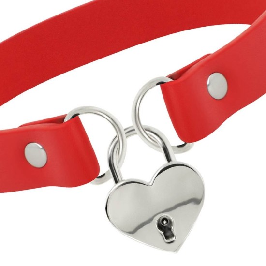 Hand Crafted Chocker With Padlock Red Fetish Toys 