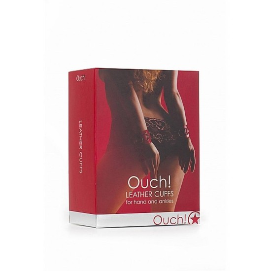 Ouch Leather Cuffs Red Fetish Toys 
