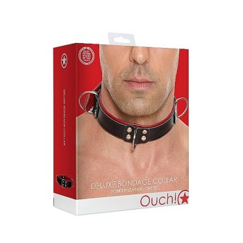 Δερμάτινο Κολάρο - Ouch Deluxe Bondage Collar Bonded Leather Red