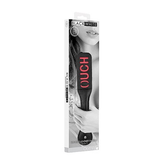 Black & White Bonded Leather Paddle Ouch Fetish Toys 