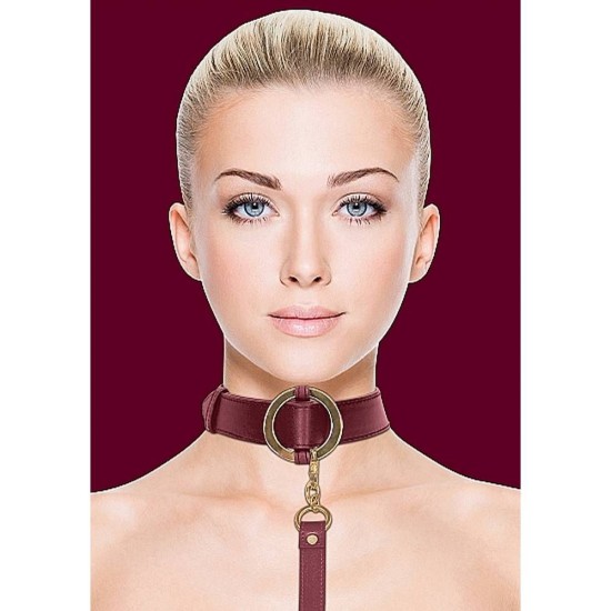 Ouch Halo Collar With Leash Burgundy Fetish Toys 