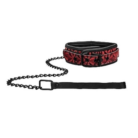 Ouch Luxury Collar With Leash Burgundy Fetish Toys 