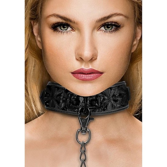 Ouch Luxury Collar With Leash Black Fetish Toys 