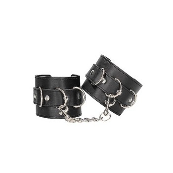 Δερμάτινες Χειροπέδες - Black & White Bonded Leather Wrist Or Ankle Cuffs
