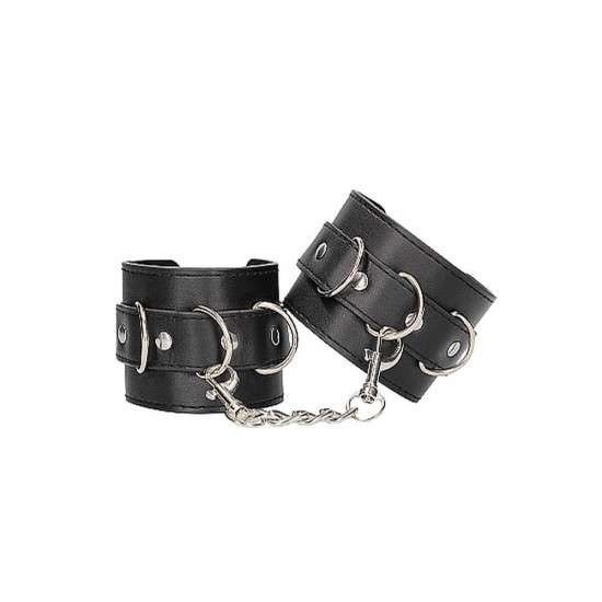 Δερμάτινες Χειροπέδες - Black & White Bonded Leather Wrist Or Ankle Cuffs Fetish Toys 