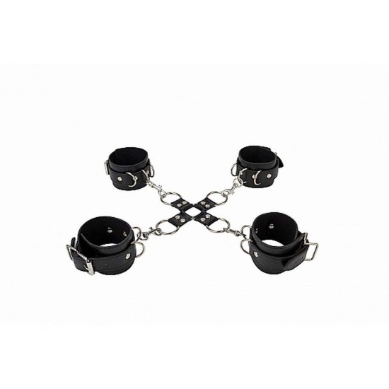 Leather Hand And Legcuffs Black Fetish Toys 