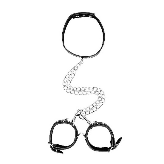 Bonded Leather Collar With Wrist Cuffs Fetish Toys 