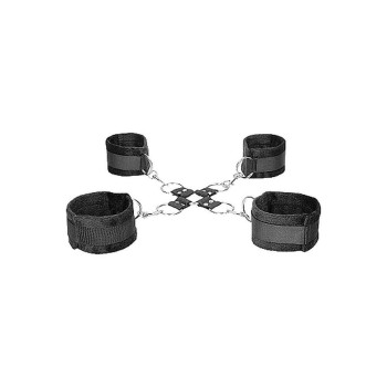 Χιαστί Δέσιμο - Black & White Velcro Hogtie With Wrist And Ankle Cuffs