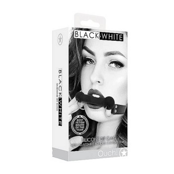 Δερμάτινο Φίμωτρο Σιλικόνης - Black & White Silicone Bit Gag