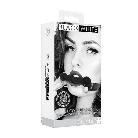 Δερμάτινο Φίμωτρο Σιλικόνης - Black & White Silicone Bit Gag Fetish Toys 