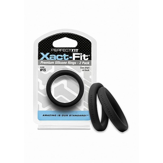 Δαχτυλίδια Πέους - 15 Xact Fit Cockring 2 Pack Black Sex Toys 