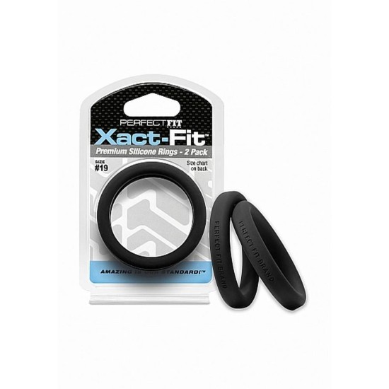 Δαχτυλίδια Πέους - 19 Xact Fit Cockring 2 Pack Black Sex Toys 