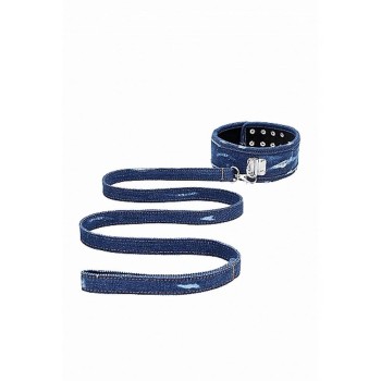 Κολάρο Με Τζιν Ύφασμα - Denim Collar With Leash Blue