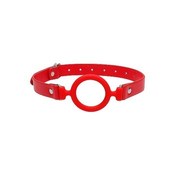 Silicone Ring Gag With Leather Straps Red