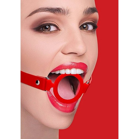 Silicone Ring Gag With Leather Straps Red Fetish Toys 