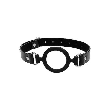 Silicone Ring Gag With Leather Straps Black