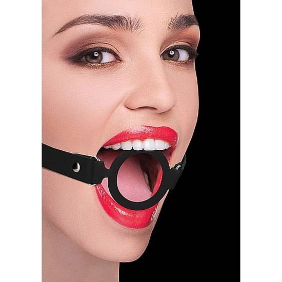 Silicone Ring Gag With Leather Straps Black Fetish Toys 