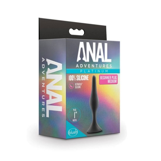 Μικρή Σφήνα Σιλικόνης - Anal Adventures Beginner Plug Medium Black Sex Toys 