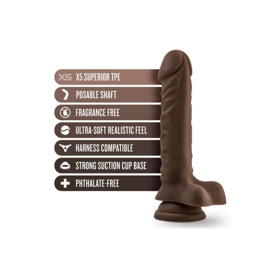 Dr. Skin Posable Dildo With Balls Chocolate 23cm Sex Toys