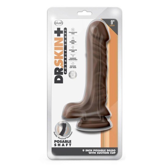 Μαλακό Και Ευλύγιστο Πέος - Dr. Skin Posable Dildo With Balls Chocolate 23cm Sex Toys 