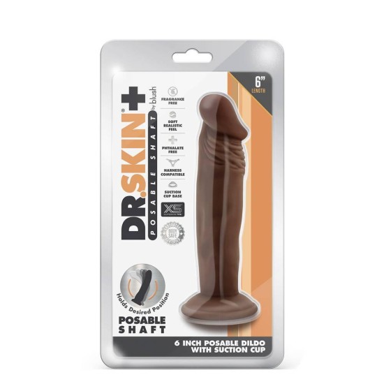 Μαλακό Και Ευλύγιστο Πέος - Dr. Skin Posable Dildo Chocolate 15cm Sex Toys 