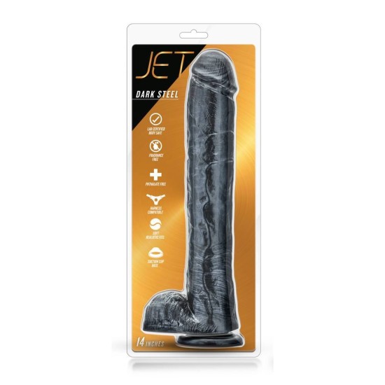 Πολύ Μεγάλο Ομοίωμα Πέους - Jet Dark Steel Carbon Metallic Black 35cm Sex Toys 