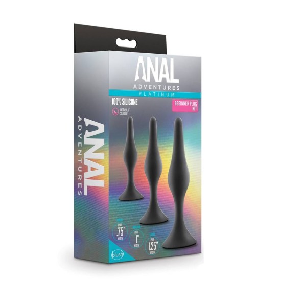 Πρωκτικές Σφήνες Σιλικόνης – Anal Adventures Beginner Plug Kit Black Sex Toys 