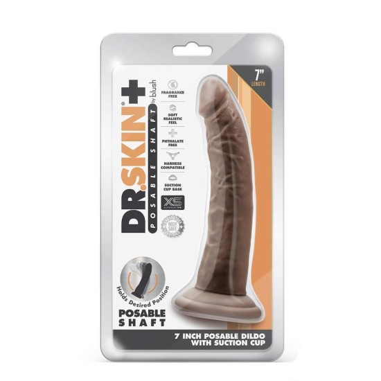Μαλακό Και Ευλύγιστο Πέος - Dr. Skin Posable Dildo Chocolate 19cm Sex Toys 