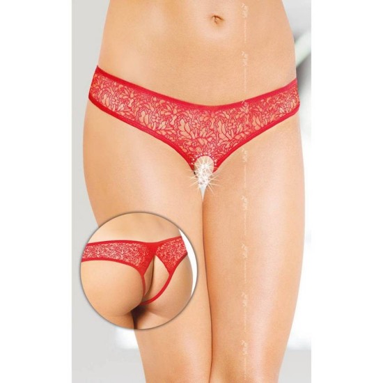 Lace Crotchless G String 2446 Red Erotic Lingerie 