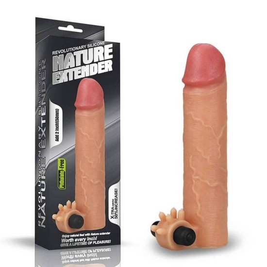 Δονούμενο Κάλυμμα Πέους - Silicone Nature Vibrating Extender 2 Flesh Sex Toys 