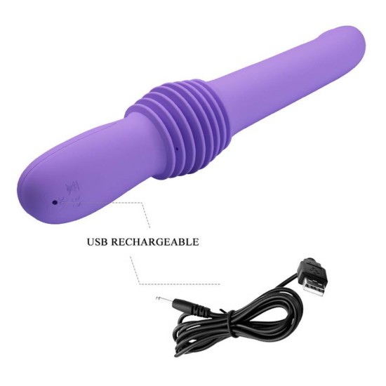 Δονητής Με Κίνηση Πάνω Κάτω – Pazuzu Rechargeable Thrusting Vibrator Purple Sex Toys 