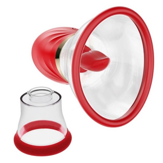 Δονητής Γλώσσας Με Αναρρόφηση - Adoramar Magic Tongue Pleasure Red Two Cups Sex Toys 