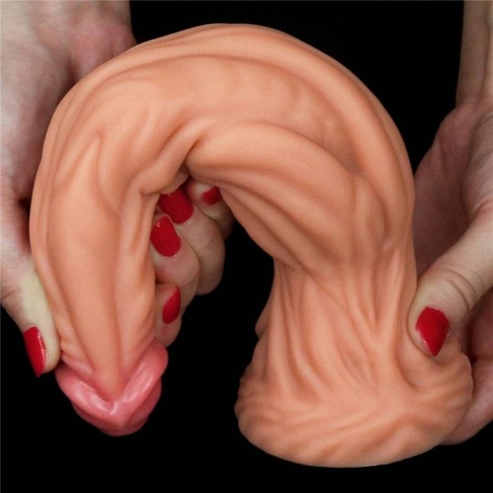 Τερατόμορφο Ομοίωμα Πέους - Dual Layered Sillicone Cock Beige 24cm Sex Toys 