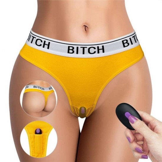 Bitch Remote Control Vibrating Panties Yellow Sex Toys