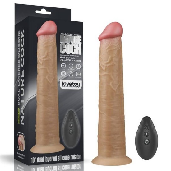 Ασύρματος Δονητής Με Περιστροφή - Dual Layered Silicone Rotator 25cm Sex Toys 
