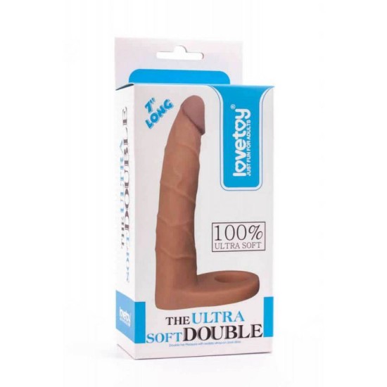 Ομοίωμα Πέους Για Διπλή Διείσδυση - The Ultra Soft Double Beige 18cm Sex Toys 