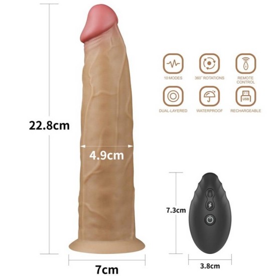 Ασύρματος Περιστρεφόμενος Δονητής - Dual Layered Silicone Remote Rotator Sex Toys 