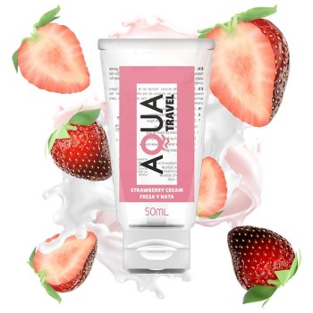 Λιπαντικό Νερού Με Γεύση - Aqua Travel Waterbased Lubricant Strawberry Cream 50ml