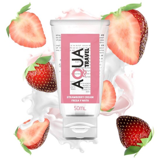 Λιπαντικό Νερού Με Γεύση - Aqua Travel Waterbased Lubricant Strawberry Cream 50ml Sex & Ομορφιά 