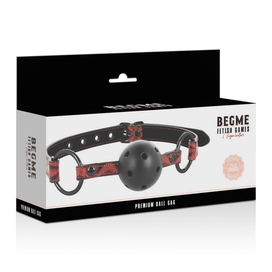 Δερμάτινο Φίμωτρο - Vegan Leather Premium Ball Gag Red Fetish Toys 