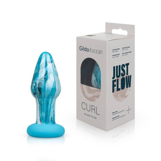 Γυάλινη Πρωκτική Σφήνα - Gildo Ocean Curl Glass Butt Plug Sex Toys 