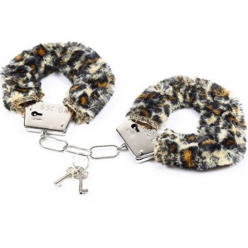 Μεταλλικές Χειροπέδες Με Γούνα - Ohmama Fetish Furry Metal Cuffs Leopard