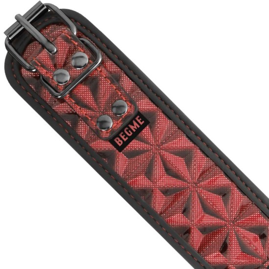 Ανάγλυφο Κολάρο Υποταγής Με Λουρί - Premium Vegan Leather Collar With Leash Red Fetish Toys 