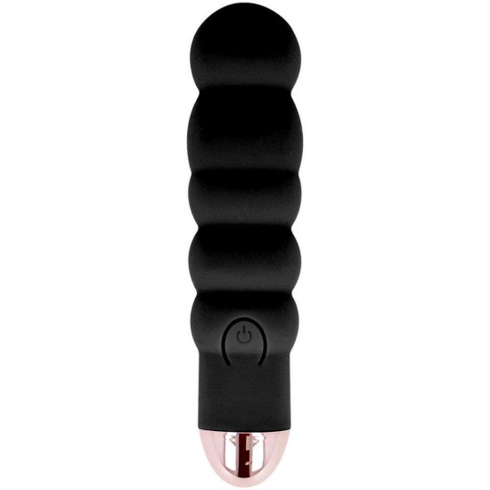 Επαναφορτιζόμενος Δονητής Με Ραβδώσεις - Rechargeable Vibrator Six Black Sex Toys 