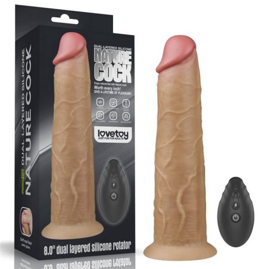 Ασύρματος Δονητής Με Περιστροφή - Dual Layered Silicone Rotator 20cm Sex Toys 