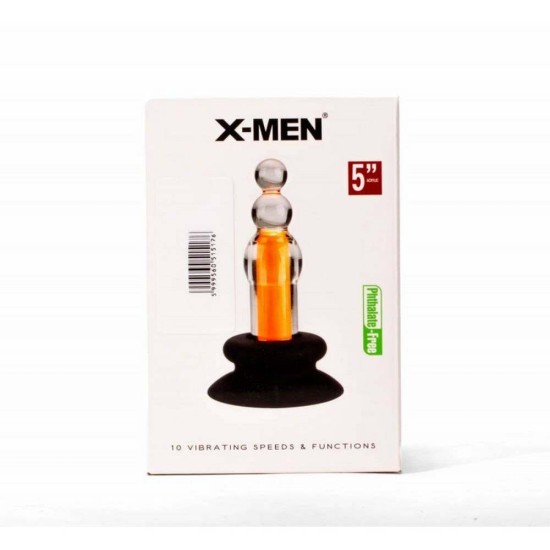 Δονούμενη Σφήνα Με Βεντούζα X-men Vibrating Beaded Plug With Suction Cup Sex Toys 
