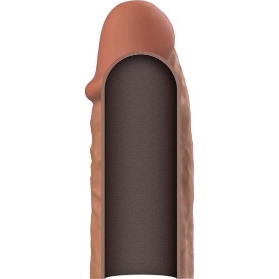 Ρεαλιστική Επέκταση Σιλικόνης - Penis Extender Extra Comfort Silicone Sleeve V3 Brown Sex Toys 