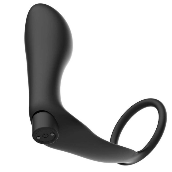 Ασύρματη Σφήνα Με Δαχτυλίδι - Penis Ring With Remote Control Anal Plug Black Sex Toys 