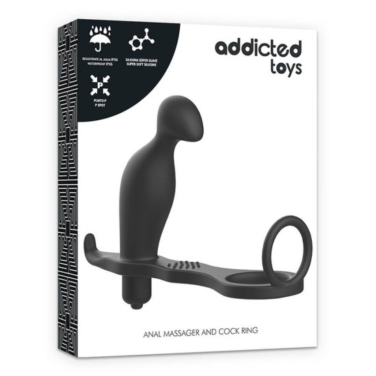 Σφήνα Με Δαχτυλίδι Πέους - Anal Plug With Black Silicone Cock Ring Sex Toys 
