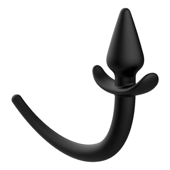 Σφήνα Με Ουρά Σκύλου - Silicone Tail Butt Plug Black Sex Toys 